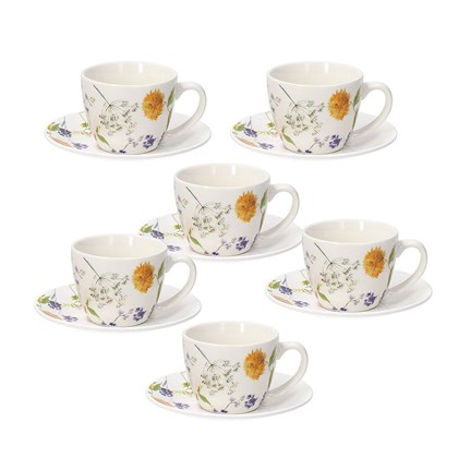 Set 6 Coffee Cup&Saucer Audrey New Bone China Multicolor
