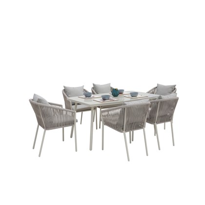 Outdoor Aluminium Dining Table Set of 7 -  Taupe