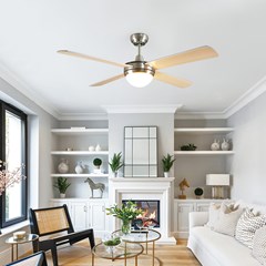 Valencia Nickel & Light Wood Ceiling Fan with Light