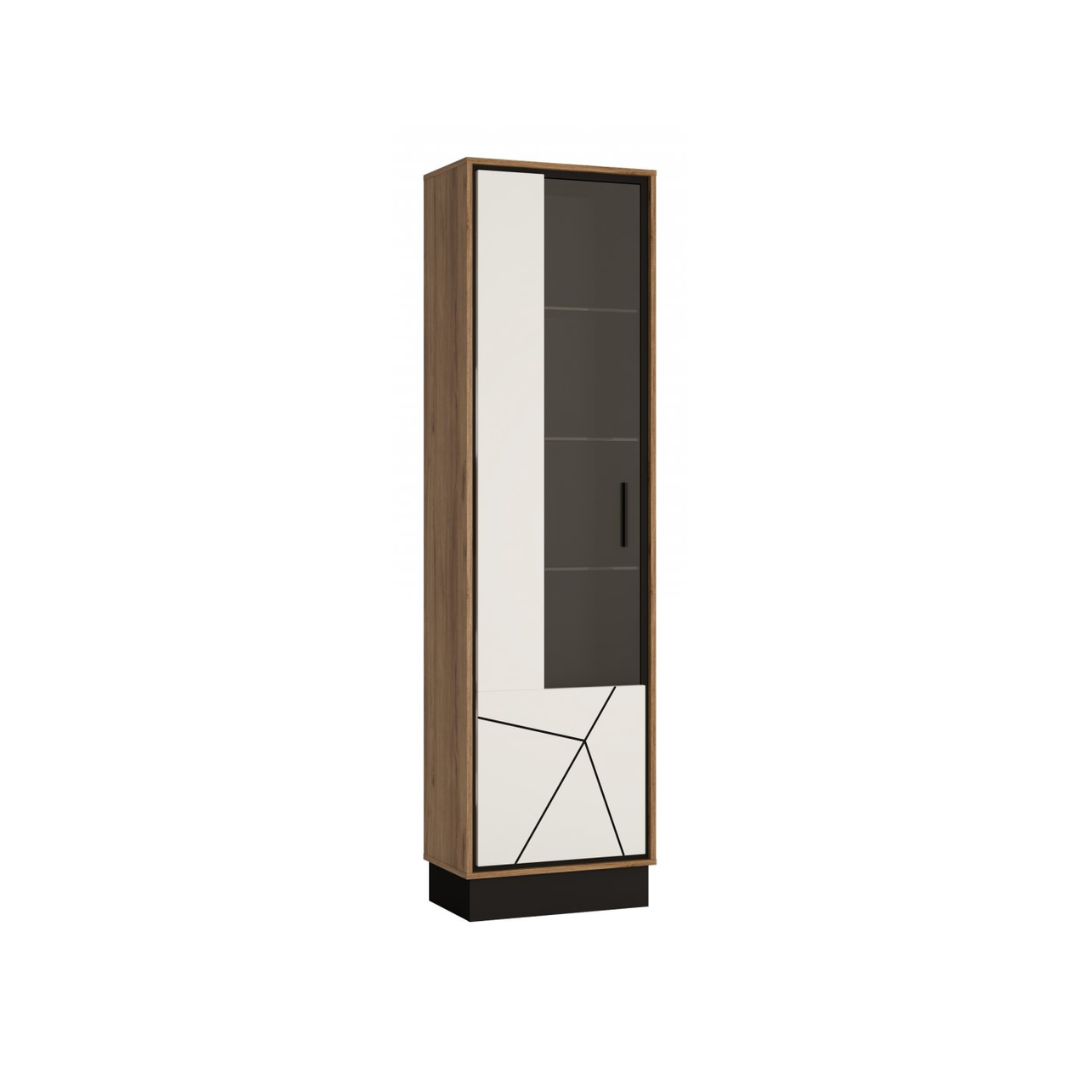 1D Display Cabinet, Left Sites – Cat Oak & Black Panel & White