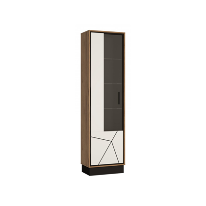 1D Display Cabinet, Left Sites – Cat Oak & Black Panel & White