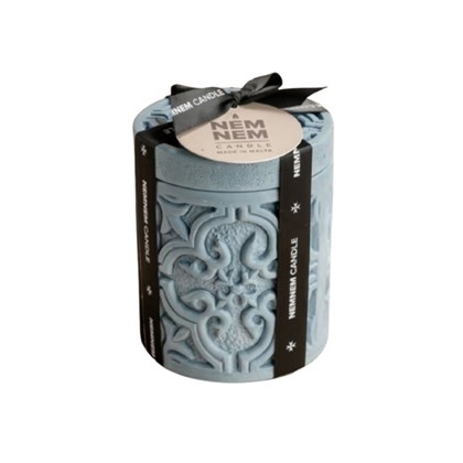 Maltese Tile Small Cylinder Candle Jar - Blue Mango Orchid