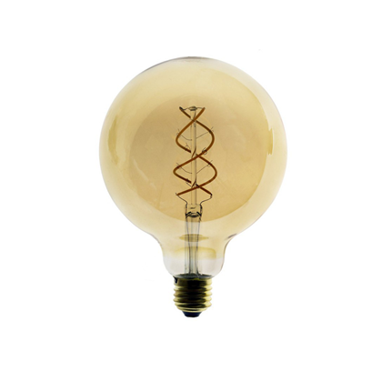 LED Golden Light Bulb Globe G125 Curved Spiral Filament