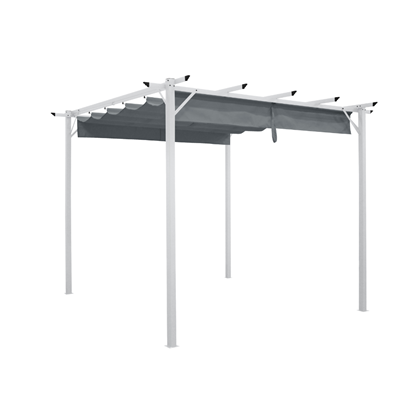 Steel Gazebo 2.95x2.95 White Matt with Light Grey Polyester Shade