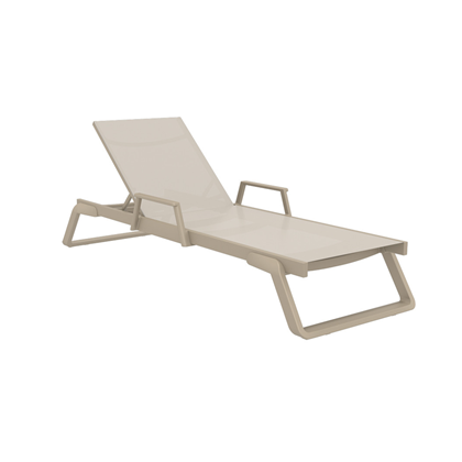Sun Lounger with Armrests - Taupe