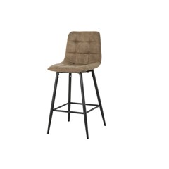 Brown Microfiber Bar Stool with Black Metal Legs