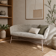 2 Seater Sofa Grey with Metal Legs