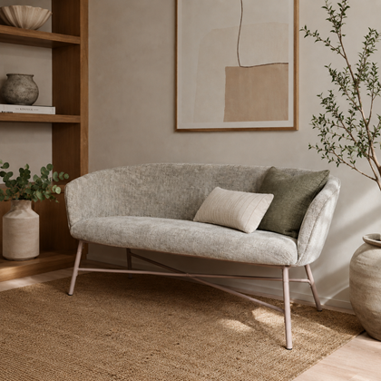 2 Seater Sofa Grey with Metal Legs