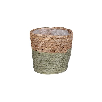 Round Natural Green Basket H14cm