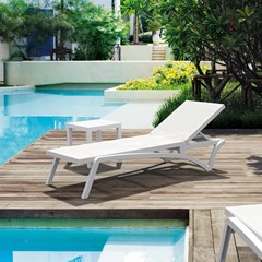 White 5-Position Reclining Sun Lounger