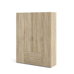 Space Wardrobe with 4 doors & 3 drawers Oak