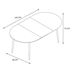 Dining table EXT 120-160x80x76cm oval Brown