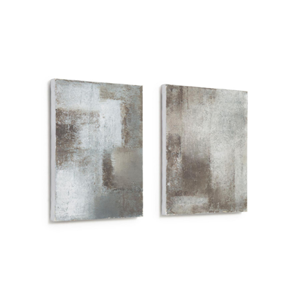 Set of 2 White and Grey Canvases