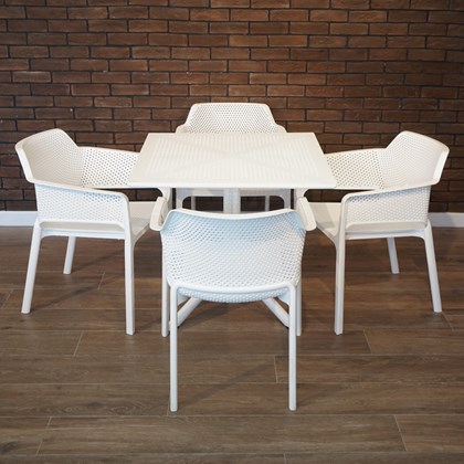 Hera Table & 4 Ares Chairs - White Set