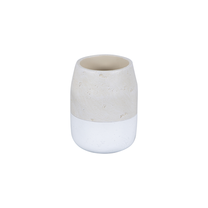 Toothbrush Holder Polyresin White and Beige 7.9x10cm