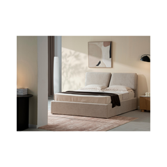 Upholstery Bed with Gaslift - Beige 180x200