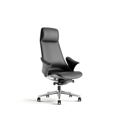 Office Chair with Bionic S-Shape and Cowhide Upholstery
