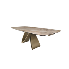 Extension Table 180(+40+40)x100x76– Grand Jade Ceramic Gloss & Golden Champagne
