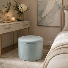 Folding Container Pouf Turquoise in Velvet
