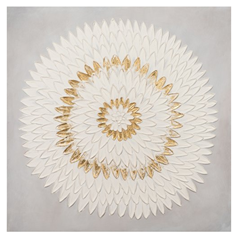 Mandala White and Gold Acryl Painting 100X100 cm