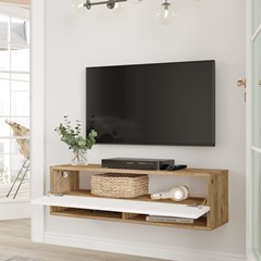 Hanging Tv Unit - Atlantic Pine & White