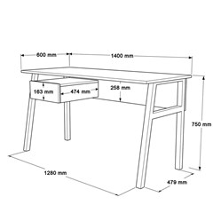 Study Desk With Drawers in White