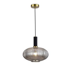Pendant Lamp Iron & Glass H 1200 Brass & Amber