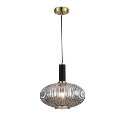 Pendant Lamp Iron & Glass H 1200 Brass & Amber