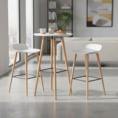 Bar Table White with Beech Wood Legs