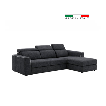 3-Seater Sofa with Pull-Out Bed + Chaise Longue Right – Dark Grey