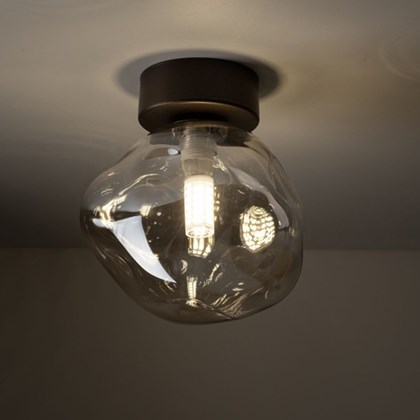 Sculptural Glass and Metal Ceiling Lamp 1L G9
