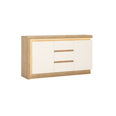 Sideboard 2 Doors 3 Shelves – Riviera Oak Light & White High Gloss