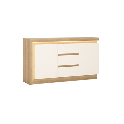 Sideboard 2 Doors 3 Shelves – Riviera Oak Light & White High Gloss