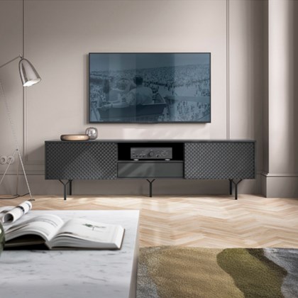 TV Cabinet 2 Doors & Drawer – Black