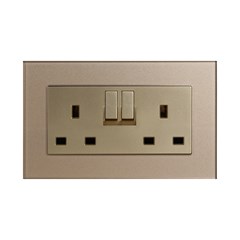 2 Gang 13Amp Socket Gold Temp Glass