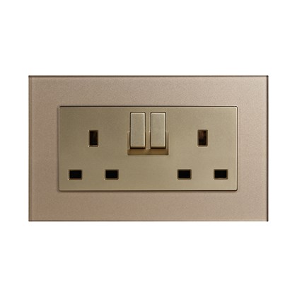 2 Gang 13Amp Socket Gold Temp Glass