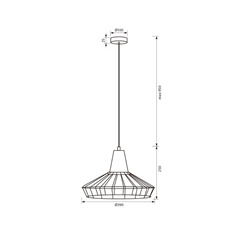 Pendant Metal with Wood E27 Black