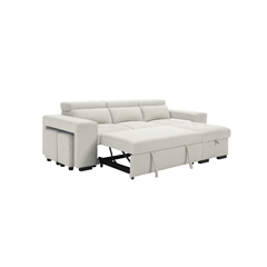 Reversible Corner Sofa Bed with Storage & 2 Ottomans - Beige