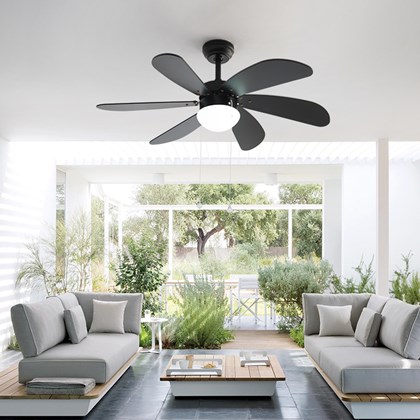 Milan Matte Black Ceiling Fan with Light