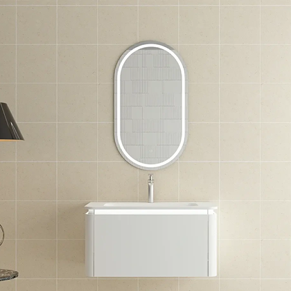 Bathroom Vanity Top Basin – White with LED Mirror