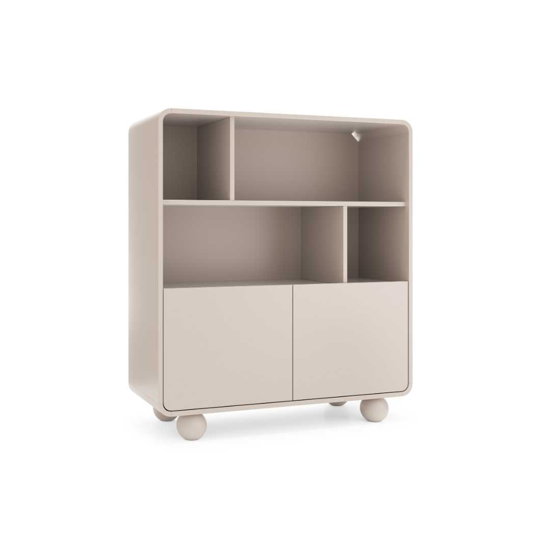 Bookshelf – 4 Shelves & 2 Doors – Cashmere