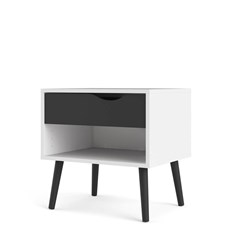 Oslo Nightstand 1 Drawer White & Matt Black