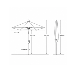 Parasol D350 cm – Taupe Fabric and Anthracite Grey Frame