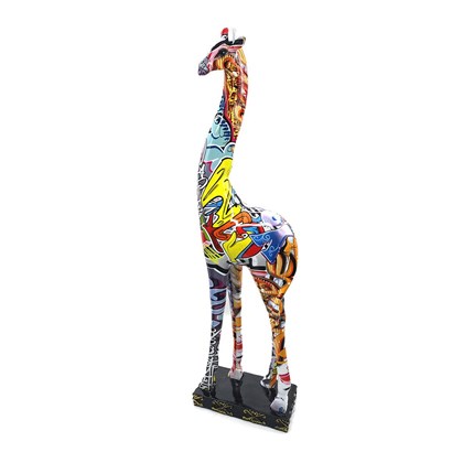 Giraffe Street Art Figurine Multicolored