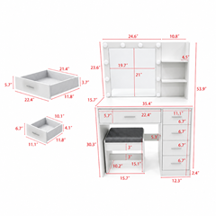 Dresser with Melamine LED Lighting 90x137 – White