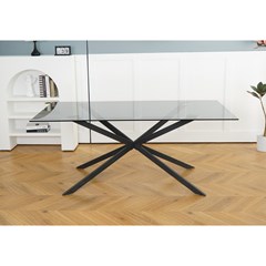 Dining Table 180x90x75cm Black Glass