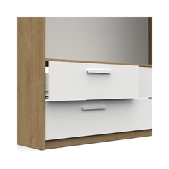 Dressing Wardrobe with 4 Drawers & Hanging Space – Hamilton Oak & Matte White