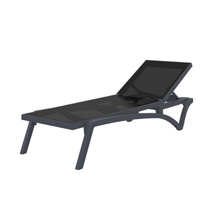 Dark Grey & Black 5-Position Reclining Sun Lounger