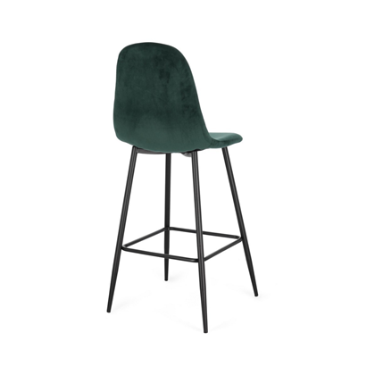 Black with Dark Green Velvet Bar Stool