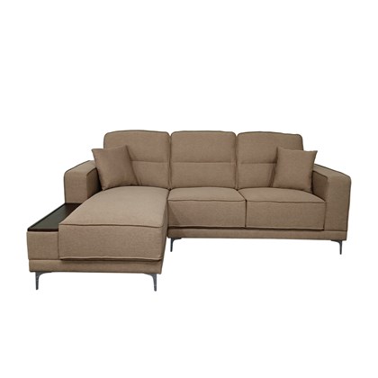 3-Seater Sofa Left Chaise Longue - Brown